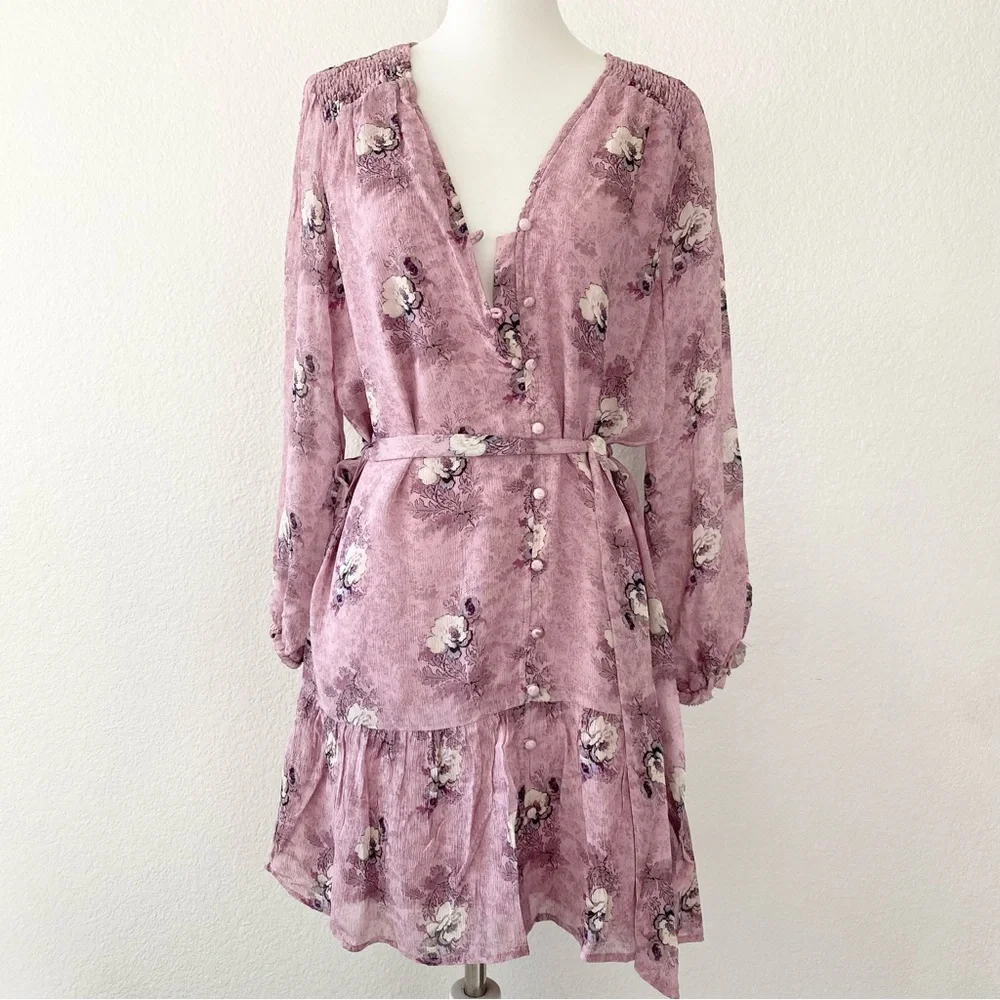 PAIGE Purple Floral Print Dress - Picture 1 of 6